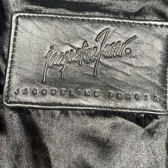 90s BLACK MOTO Leather ZIP JACKET collared Jacqueline Ferrar SOFT lamb skin coat - Picture 8 of 16